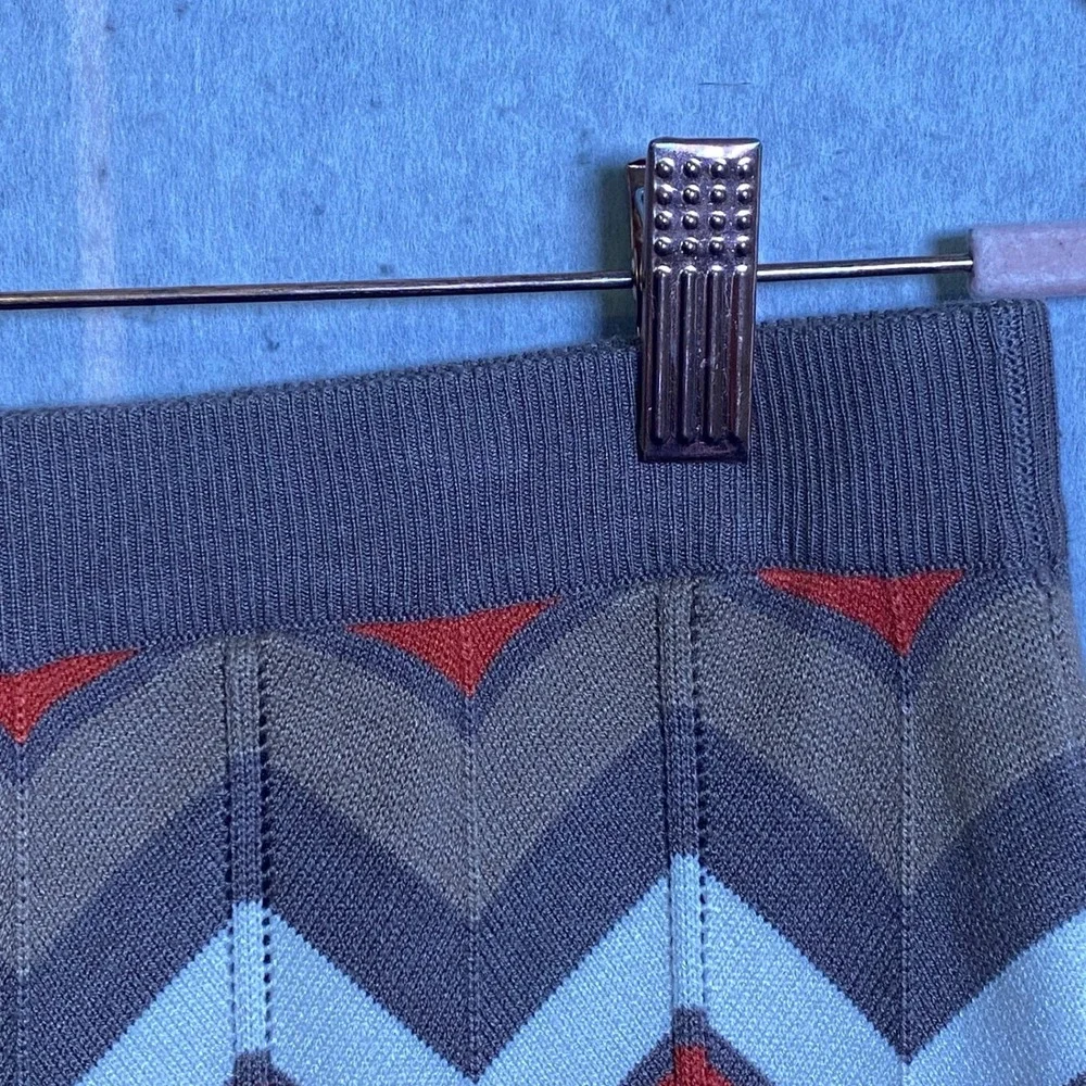 Retro Y2K Small Chevron Knit A-Line‎ Skirt Brown Orange Cream Zig Zag Boho Short